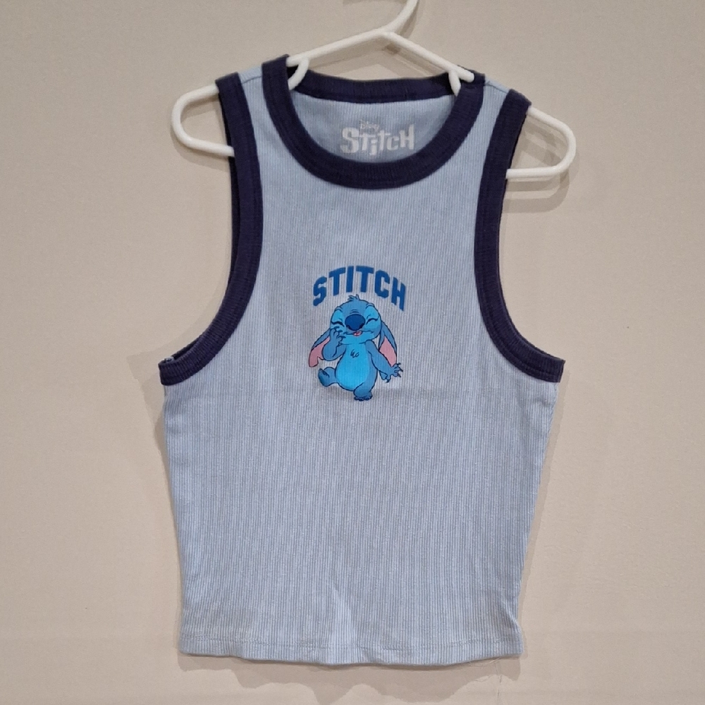 Womens Adult XS Disney Blue Ribbed Tank Top with Graphic Design
